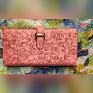 Beautiful Pink Leather Long Wallet! Great used condition!